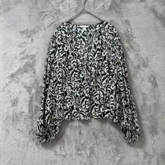 H&M♡ボリュームスリーブ 総柄ブラウス XL 美品