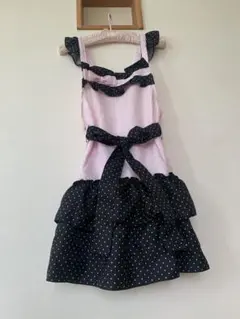 フリルリボン付きエプロン M-L