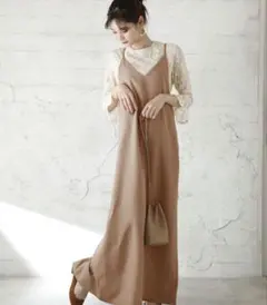 【未着用】キャミワンピース ベージュ ロング丈 春服 ワンピース レディース