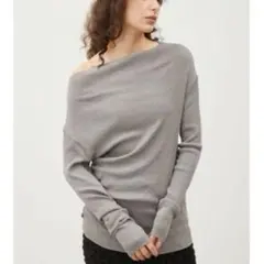 Mila Owenミラオーウェン ギャザーデザイン オフショル リブニット