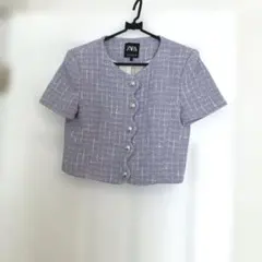 ZARA ツイードジャケット パープル M