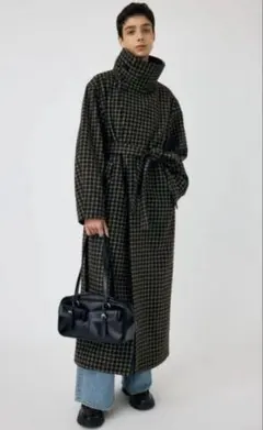 MOUSSY STANDCOLLAR PLAID コクーンコート