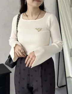 prose verse スクエアネックフレアスリーブリブニット