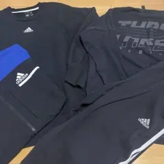 adidas クルーネック スウェット ブラック 上J/O 下J/M