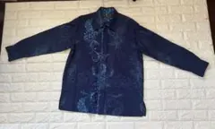 MAJUNネイビー アロハシャツ長袖　ＬＬ