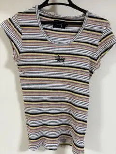 Stussy ボーダー リブTシャツ 半袖 Sサイズ レディースのサムネイル