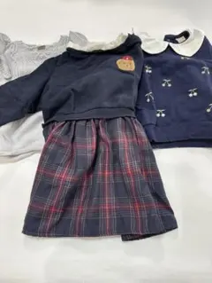 petit mainワンピース、トップスセット ネイビー グレー