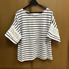 ボーダー柄レース袖カットソーのサムネイル