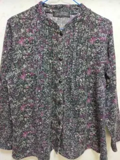 小花柄シャツ ブラウス 長袖 Mサイズ　前開き　シニア　介護　ミセス　秋冬