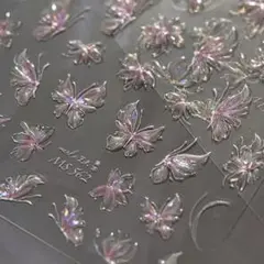 ネイルシール　立体　3D バタフライ　蝶々　フラワー　花　MS562