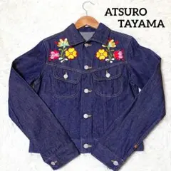 アツロウタヤマ A/T 花柄刺繍【M〜L】デニムジャケット 紺 女性用☆美品☆