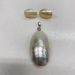 ♦︎842 マベパール ペンダントトップ ピアス シルバーカラー アクセサリー