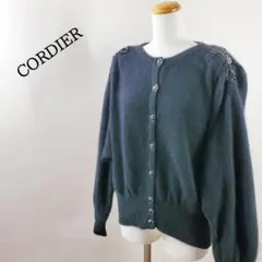 コルディアCORDIERウールブレンドビーズ刺繍ニットカーディガン黒ブラック9のサムネイル