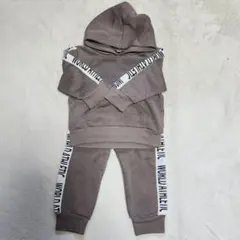 ベビー服　90cm　冬服　長袖　裏起毛　保育所　幼稚園　着替え　古着　茶色