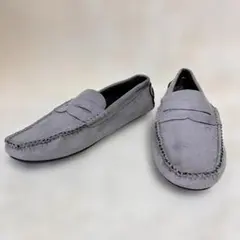 26cm 新品 グレー(灰色) ローファー 底面フラット スエード調でオシャレ