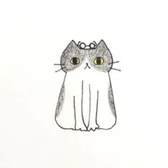 【1204】【ハチワレ猫の絵】ハガキサイズオリジナル手描きアナログイラスト原画