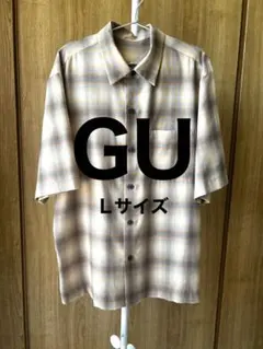 【GU】メンズ オンブレチェック オープンカラーシャツ 半袖 Lサイズのサムネイル