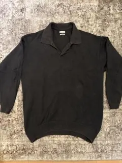 エンポリオアルマーニ ニットポロ 長袖 黒 50 L相当 EMPORIO ARMANI エンポリオアルマーニ ニット 長袖ポロシャツ メンズ