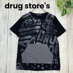 drug store's ＊ フロントポケット 裏タグ プリント Tシャツ