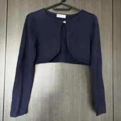 【美品】H&M ネイビー クロップドカーディガン ボレロ 140
