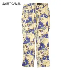 SWEET CAMEL スウィートキャメル 花柄パンツ 黄色 青花柄 レディース