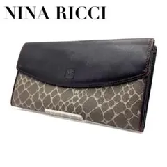 【良品】NINA RICCI ニナリッチ レザー がま口 長財布 ブラウンのサムネイル