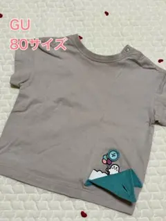 GU シナぷしゅ コラボ グレー Tシャツ 半袖 80サイズのサムネイル