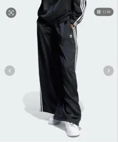 【美品】adidas ワイドトラックパンツ　BLACK S