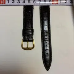 ほぼ新品未使用ノンブランド18mm 革ベルト　ブラッククロコダイル？柄