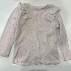 西松屋　ピンク　ドット　ワッフル　長袖　ロンT 90