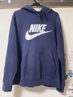 NIKE ナイキ パーカー スウェット フーディ ネイビー ビッグロゴ Lサイズ