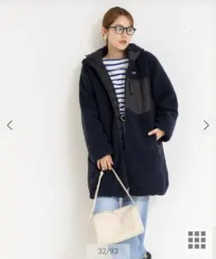 【TAION/タイオン】別注ボア×ダウンフードコートリバーシブル ネイビー S