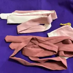 H75-2 元祖ねここの正絹着付け紐２本組　簡易巾着オマケ