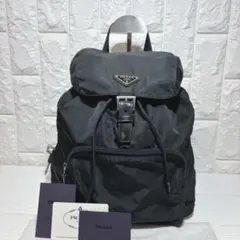 【良品】PRADA プラダ 三角ロゴ バックパック リュック ナイロン NEROのサムネイル