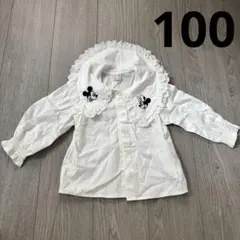 Petitmain ディズニー　ミッキー ミニー 刺繍 長袖シャツ 100サイズ