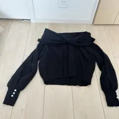 GRL 黒ニット リボン オフショル フリーサイズ