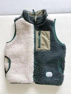 リバーシブルダウンベスト ベージュ・ダークグリーン　ビームスミニ