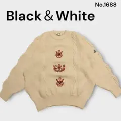 Black＆White 80’s 90's アイボリー 刺繍 セーター Y2K