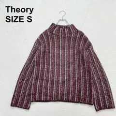 【美品】セオリー　アルパカ混　インレイ　ニット　セーター　高級　上品（9924）