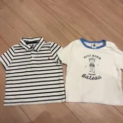 プチバトー　ストライプ＆マリンプリントTシャツセット　80サイズ　18M
