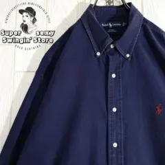 ラルフローレン 長袖シャツ 2XL ネイビー ボタンダウン コーデュロイ 古着