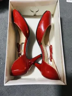 【大幅値下げしました！新品未使用品】赤いリボン付きハイヒールパンプス