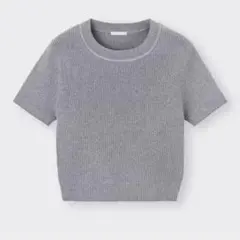 GU ラメクロップドセーター 半袖 グレー