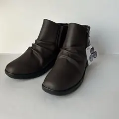 防水防滑　レディース　パンジー　ダークブラウンブーツ　23.5センチ