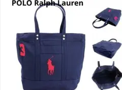 POLO　RalphLauren　キャンバス　トートバッグ　ネイビー　ポニー　3のサムネイル