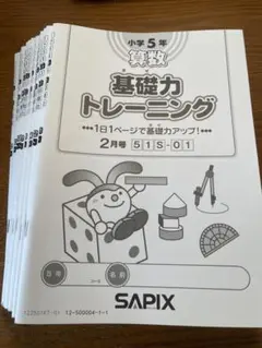 基礎力トレーニング 5年 記入なし　SAPIX □原本□ 5年 SAPIX 算数 基礎トレーニング 11冊 オマケ1冊