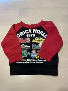 トミカ トレーナー 100cm 赤黒 1970年デザイン