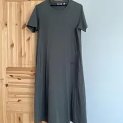 UNIQLO U 半袖シャツワンピース M カーキ　緑