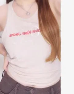 Calvin Klein Jeans タンクトップ Lサイズ クリーム色