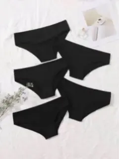 お買い得　ショーツ パンツ　黒　ローライズ　綿　L LL5枚セット